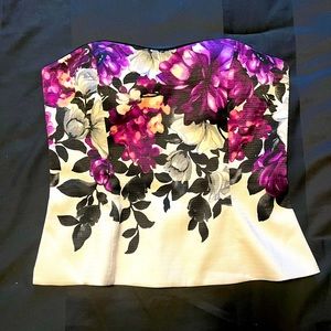 White House Black Market Floral Bustier Top; Size 6
